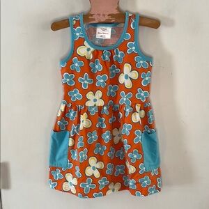 Hanna Andersson orange turquoise sleeveless floral cotton dress Size 4T
